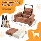 Dog Car Seat for Medium/Large Dogs up to 60LBS Memory Foam Dog Booster Seat | with Thick Cushion, Pet Car Seat for Back with Detachable Washable Cover, Storage Pockets for SUV, Pick Up, Trunk, Brown