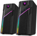 W-206RE RGB Bluetooth PC Speakers, Desktop Gaming Speakers with 21 LED Light Modes, USB Powered Stereo Computer Speakers for Monitor, Laptop and Gaming Setup