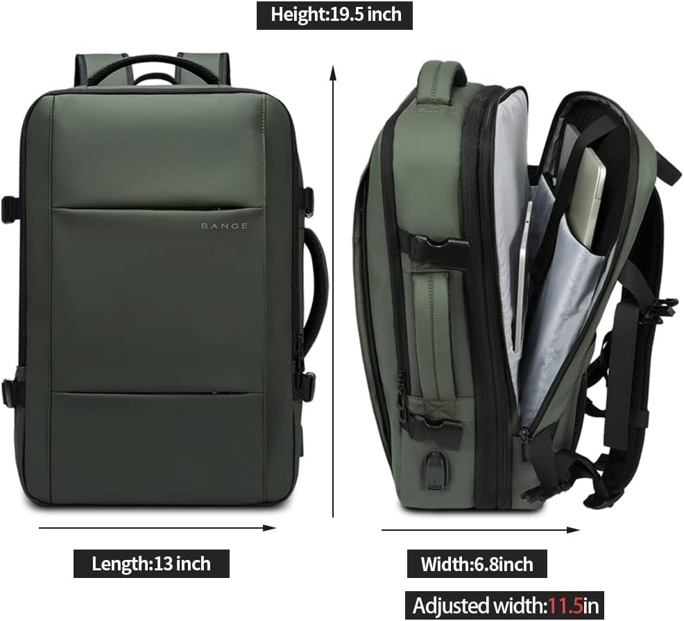Carry-On Backpack, 45L Expandable Travel Backpacks,Weekend Backpack Briefcase,Waterproof Laptop Backpack Fits for 17.3” Laptop