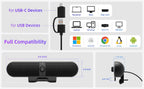 Computer Speakers for Desktop PC, Monitor Speakers with Easy Volume Knob, Sturdy Clamp, Clear Sound, Decent Bass, USB Plug in External Speakers for Laptop, Small PC Soundbar, USB-C Adapter, 5Ft Cable