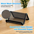 Mesh Business Card Holder 2 Pack | Black Metal Business Card Display Stand, Holds 50 Cards, Sturdy Display for Office, Reception Desk, Front Counter