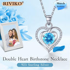 Heart Birthstone Pendant Necklace for Women 925 Sterling Silver Zirconia Necklaces Valentine'S Day Anniversary Birthday Mothers Day Jewelry Gifts for Her Mother Wife