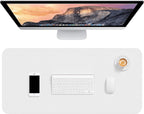 Desk Pad, 30" X 14" PU Leather Desk Mat, XL Extended Mouse Pad, Waterproof Desktop Blotter Protector, Non-Slip Ultra Thin Large Laptop Keyboard Writing Mat for Office Home, White
