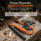 4 Inch Survival Ferrocerium Drilled Flint Waterproof High Spark Fire Starter | Ferro Rod Kit with Orange Paracord Landyard Handle and SS Striker