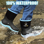 Rubber Boots for Women, Waterproof Mid Calf Women Rain Boots with Steel Shank, 6Mm Neoprene Insulated Rubber Garden Boots for Women Mud Working Farming Fishing