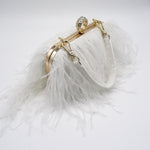 Women'S Real Natural Ostrich Feather Tote Evening Dress Bag Shoulder Bag Party Money Bag Wallet Clutch