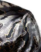 Men'S Hipster Printed Silk like Satin Button up Dress Shirt for Party Prom