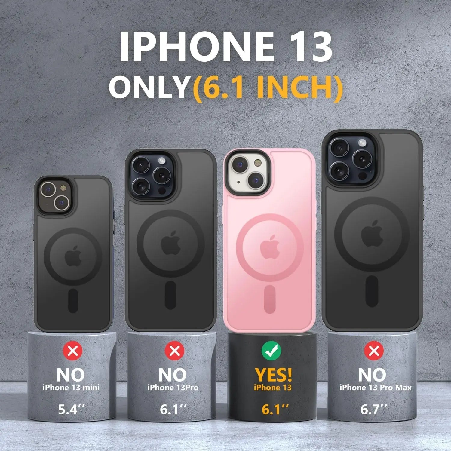 Strong Magnetic for Iphone 13 Case, [Compatible with Magsafe][Screen Protector+Camera Lens Protector] Translucent Matte Back Slim Shockproof Case for Iphone 13 Phone Case 6.1", Pink