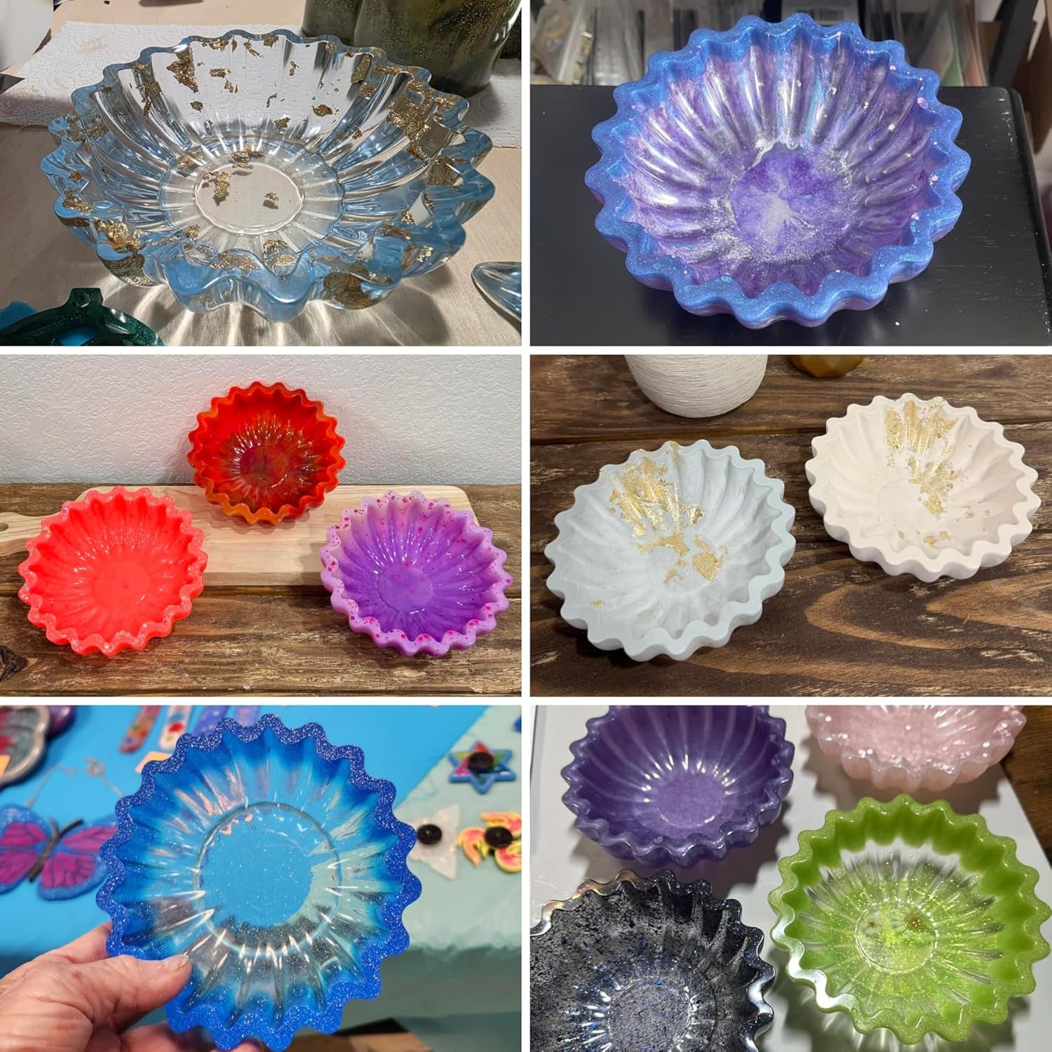Resin Molds for Bowl, 5.24 X 1.65 Inches Flower Tray Silicone Molds for Resin, Epoxy Resin Molds for DIY Jewelry Holder Trinket Container Box Candle Holder