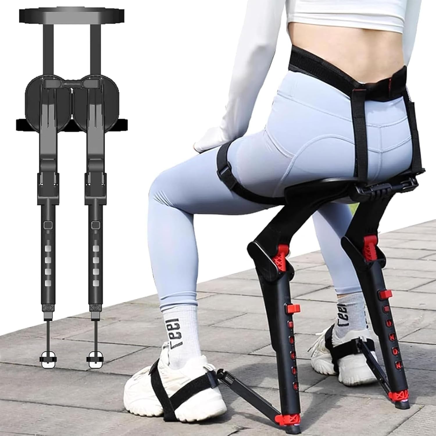 Adjustable Chairless Wearable Invisible Chair, Wearable Chair Invisible Seat,Invisible Chair Wearable Exoskeleton Human Ergonomics Stool ﻿