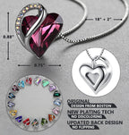 Gift Necklaces for Women, Infinity Love Birthstone Heart Crystal Pendant, Birthday Anniversary Jewelry for Wife, Mom, and Her, Silver Plated, 18" + 2" Adjustable Chain