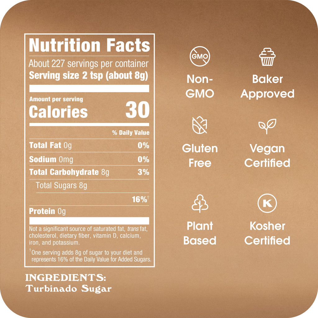 Sugar  Turbinado Cane Sugar for Baking, Coffee, and Cooking, 64 Oz, Bag​