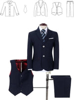 Boys Colorful Formal Suits 5 Piece Slim Fit Dresswear Suit Set