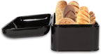 Extra Large Black Bread Box for Kitchen Countertop 16" X 9" Holds 2 Loaves | Stainless Steel Vintage Bread Boxes for Kitchen Counters