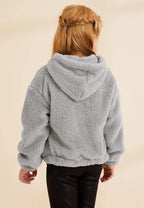 Kids Girl'S Fuzzy Hoodies Warm Loose Pullover Sherpa Jacket Tops | Oversized Hooded Sweatshirts, Button Down, Warm Coat, Loose Fitting, Casual Outfits, Fall Winter Clothes