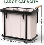 Laundry Hamper 3 Section,230L (60Gal) Rolling Dirty Clothes Hamper White | Laundry Basket with Wheels & Lid,Laundry Organizer Storage Cart with Metal Frame and Wooden Handle for Laundry Room, Hotel