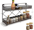 2 Tier Metal Kitchen Counter-Top or Wall Mount Spice Rack, Jars Storage Organizer, Cabinet Holder, Spice Seasoning Organizer for Partry (Bronze)