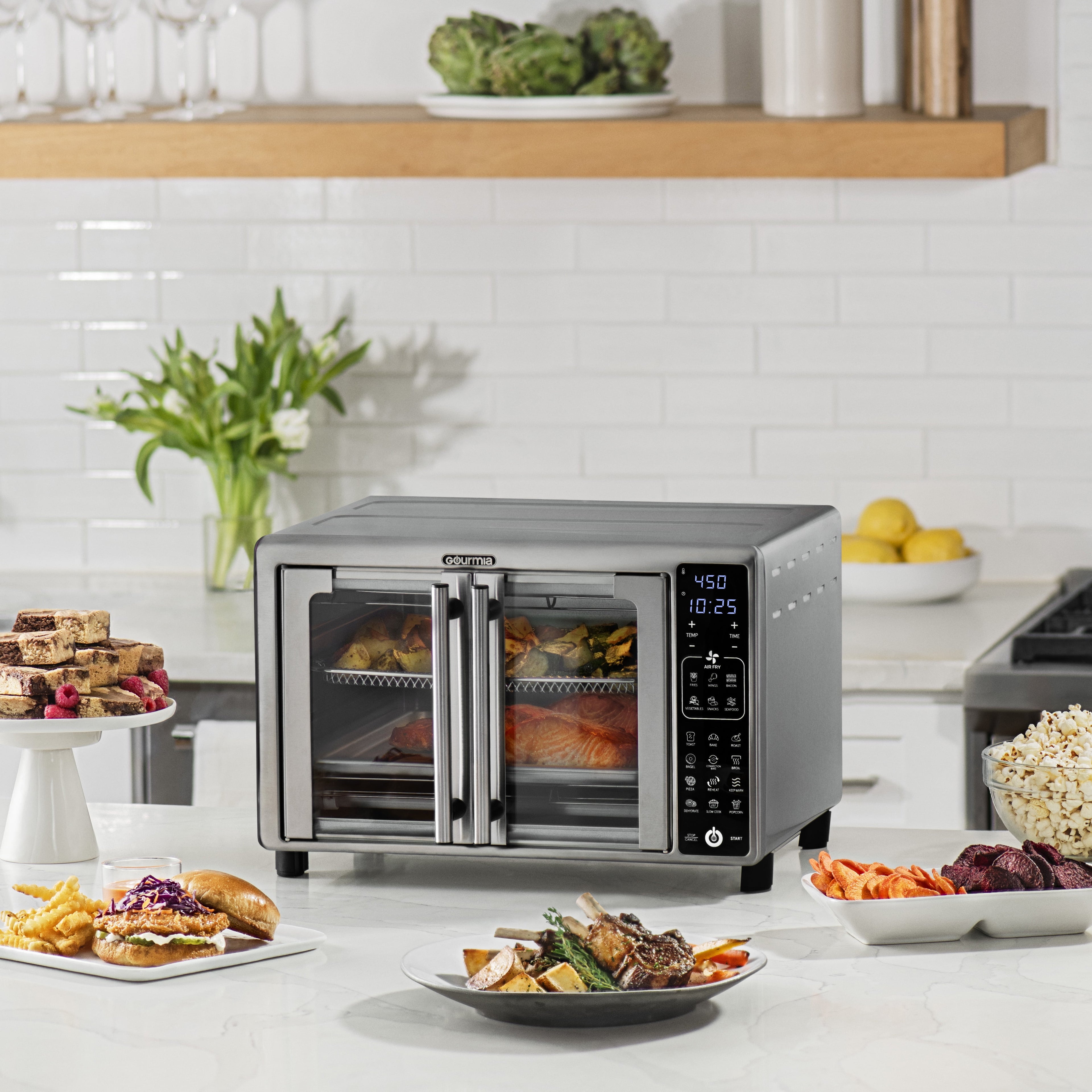 New  1700W 6-Slice Digital Toaster Oven Air Fryer with 19 One-Touch Presets, Stainless Steel