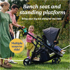 Graco Ready2Grow 2.0 Double Stroller, Twin Baby Stroller Features Bench Seat and Standing Platform Options, Compact Fold Perfect for Baby Travel, Rafa