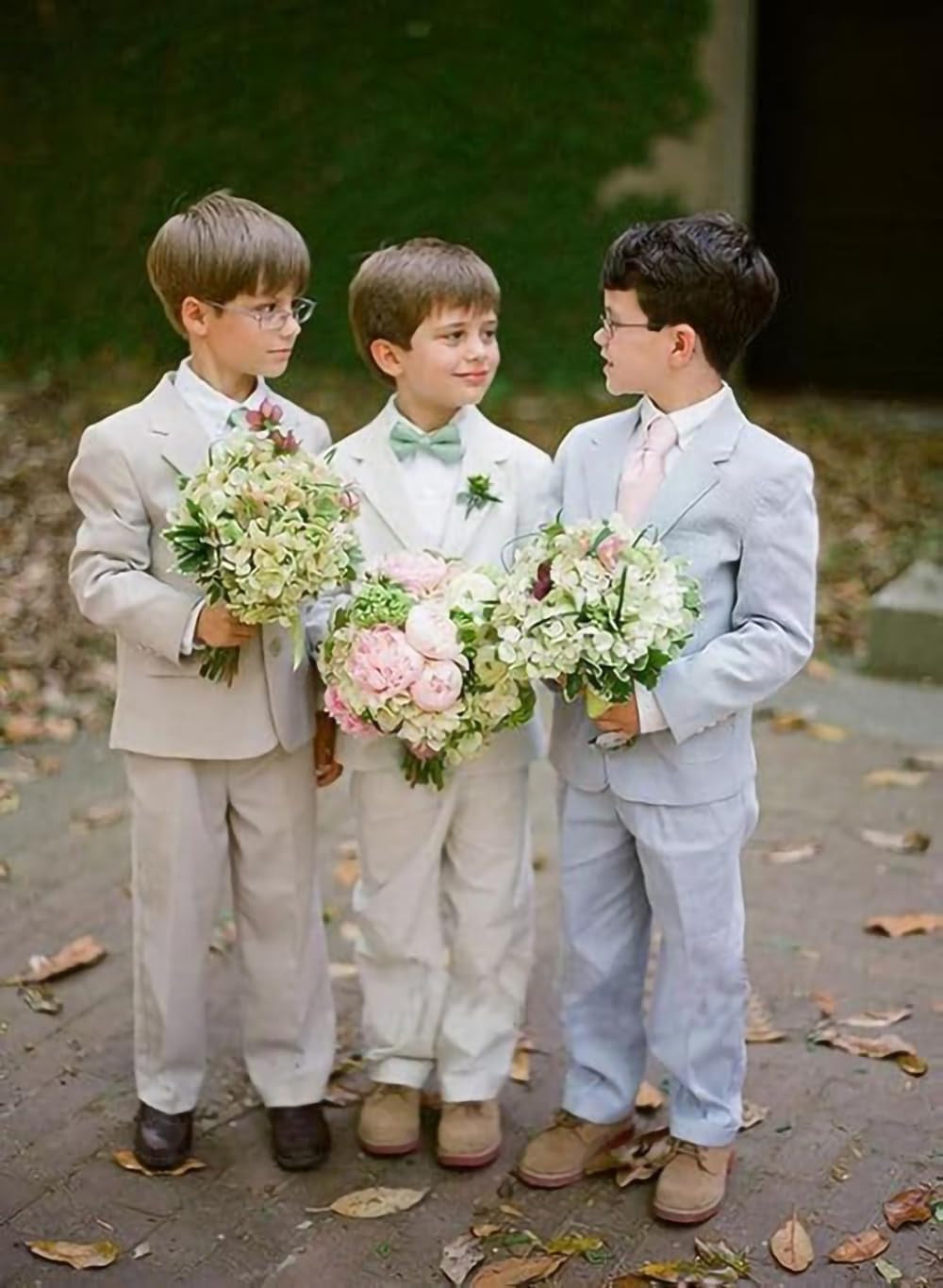 Boys Linen Suit Boys Tuxedo Slim Fit 3 Piece Summer Suit Kids Linen Suit Jacket Vest Pant (White,8 Years)