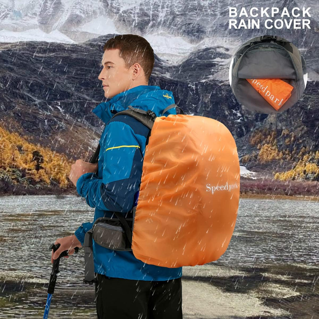 40L Hiking Backpack, Lightweight Camping Daypack with Rain Cover | Water-Resistant Rip-Stop Nylon, Multi-Pockets, Survival Whistle. Ideal for Men, Women, Travel, Trekking