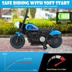Ride on Motorcycle, 6V Toddler Motorcycle with LED Light, Music, Foot Pedal, Forward/Backward, Soft Start, 3-Wheel Battery Powered Electric Motorcycle for Kids, Gift for Boys Girls (Blue)