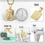 Initial A-Z Letter Pendant Necklace Mens Womens Capital Letter Yellow Gold Plated Stainless Steel Box Chain 22Inch