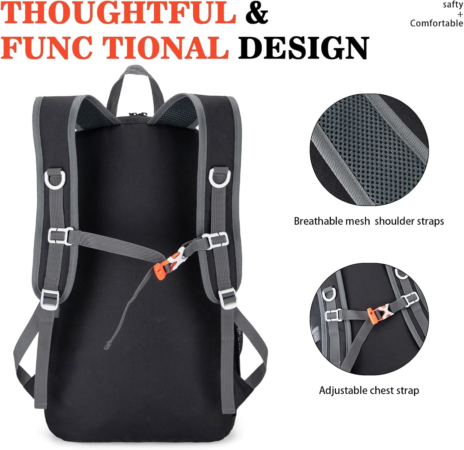 35L Ultra Lightweight Foldable Packable Hiking Backpack | Travel Backpack, Survival Whistle, Water-Resistant, Camping Daypack, Outdoor Sports, 0.88 Pounds, Men & Women