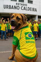 Team Brazil Dog Jersey - Breathable Mesh Puppy Football Jersey - Lightweight Stretch Sporty Dog Clothes - Summer Shirts for Large Dogs - Soccer Jersey for Dogs - Sportswear Pet Clothes