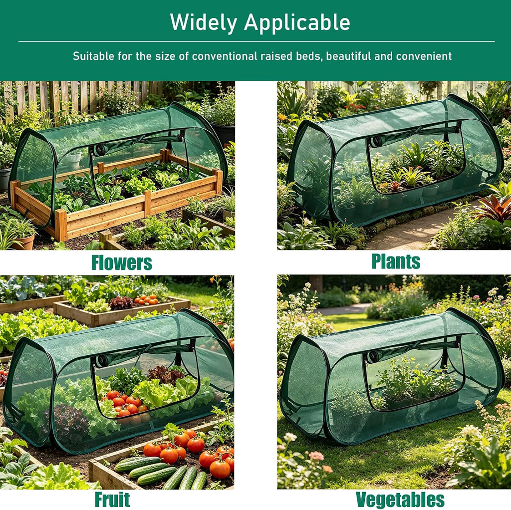 2PCS Raised Garden Bed Cover, Pop up Plant Protector Crop Cage | 45"X22"X16" Protects Vegetables and Plants from Animals & Pests, Pop-Up Design for Easy Garden Protection