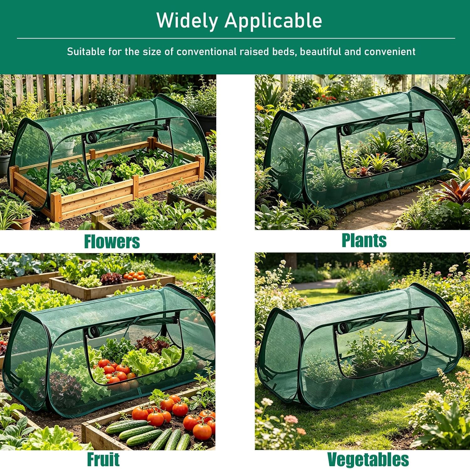 2PCS Raised Garden Bed Cover, Pop up Plant Protector Crop Cage | 45"X22"X16" Protects Vegetables and Plants from Animals & Pests, Pop-Up Design for Easy Garden Protection