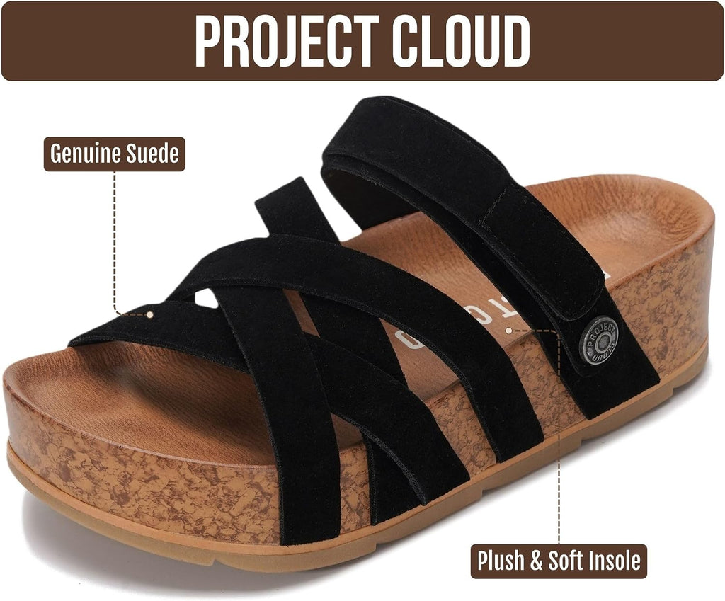 100% Genuine Leather Platform Sandals Women (Pacifica) | 100% Genuine Leather; Plush Insole; Strappy Wedges; Lightweight; Non-Slip Sole; Platform Sandals for Women Comfort