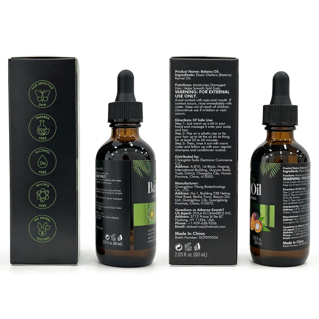 Batana Oil for Hair, Scalp & Skin, Natural Elaeis Oleifera Kernel Oil, Moisturizing Hair Oil for Dry Hair, Lightweight Conditioning Oil, Enhances Softness & Shine, 2.03 Fl Oz (60 Ml)