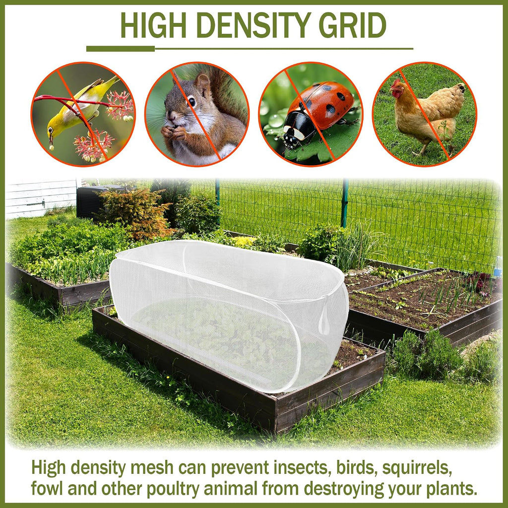 2PCS 47" X 21" X 17" Garden Netting for Raised Beds, Foldable Raised Garden Bed Cover with Ground Nail, Raised Bed Cover Fit 4 X 2Ft Garden Beds, Insect Bird Control, Plant Protection