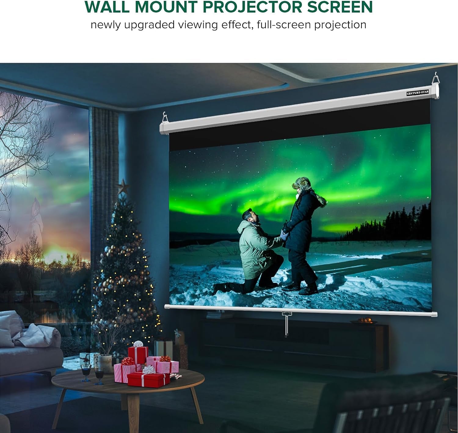 100 Inch Projector Screen Pull Down, 3 Layers PVC Auto-Locking Manual Pull down Projector Screen Retractable, 16:9 Portable Projector Screen Indoor Outdoor - Home Theater Office Education