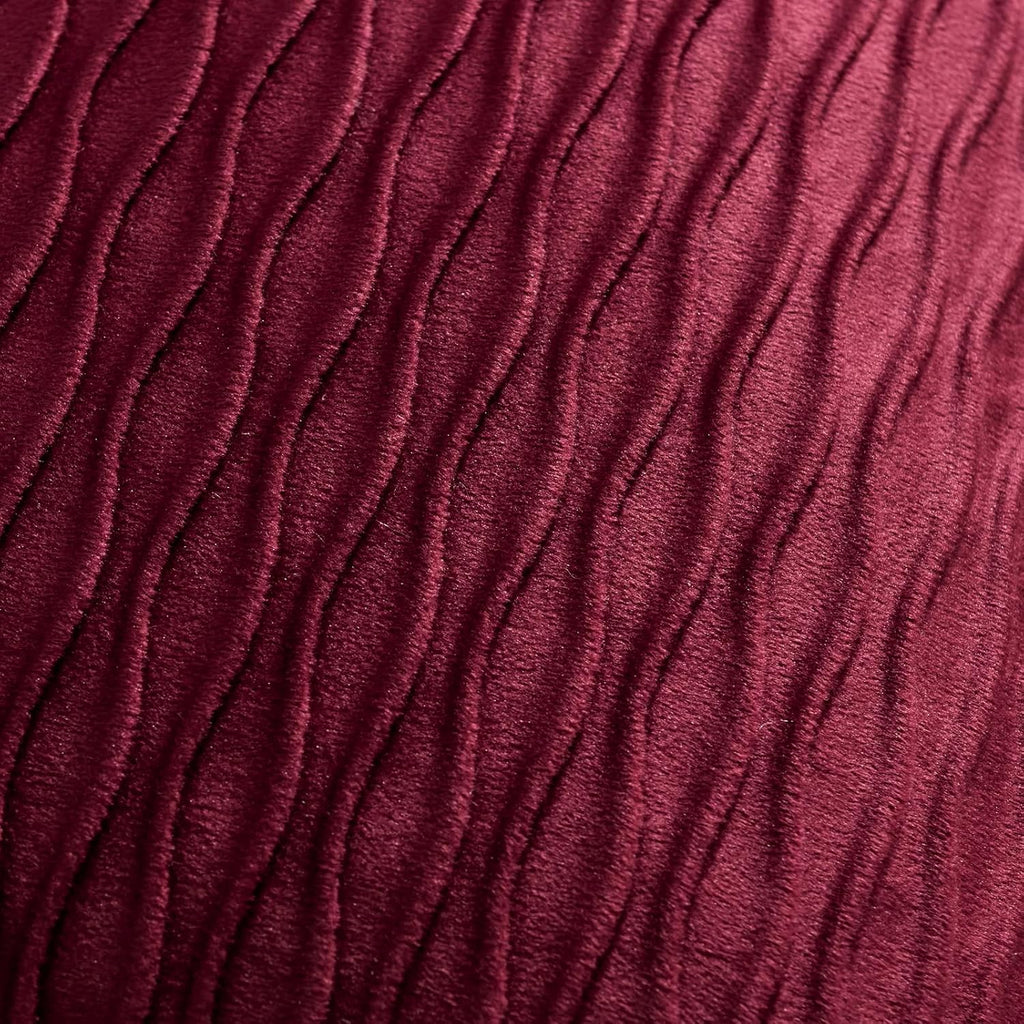 Burgundy Throw Pillow Covers: Pack of 2 24X24 Inch Vertical Ripple Striped Velvet Square Decorative Pillow Cases for Farmhouse Couch Sofa Bed Living Room Home Decor