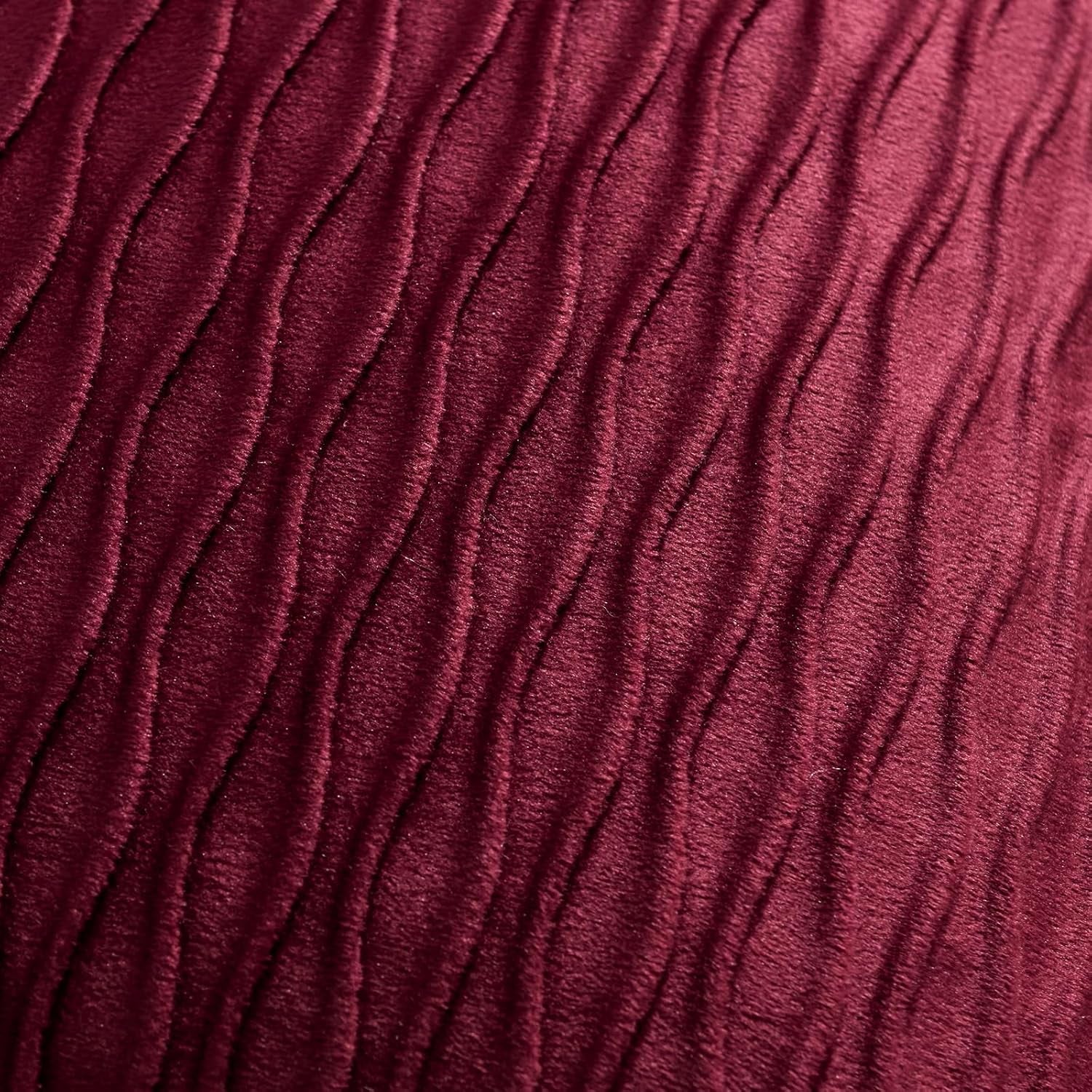 Burgundy Throw Pillow Covers: Pack of 2 24X24 Inch Vertical Ripple Striped Velvet Square Decorative Pillow Cases for Farmhouse Couch Sofa Bed Living Room Home Decor