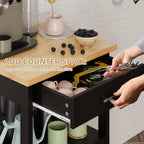 Kitchen Island Cart with Storage,Rolling Kitchen Island Side Table on Wheels with Worktop,Single Door Storage Cabinet and Drawer for Kitchen,Dinning Room, Black