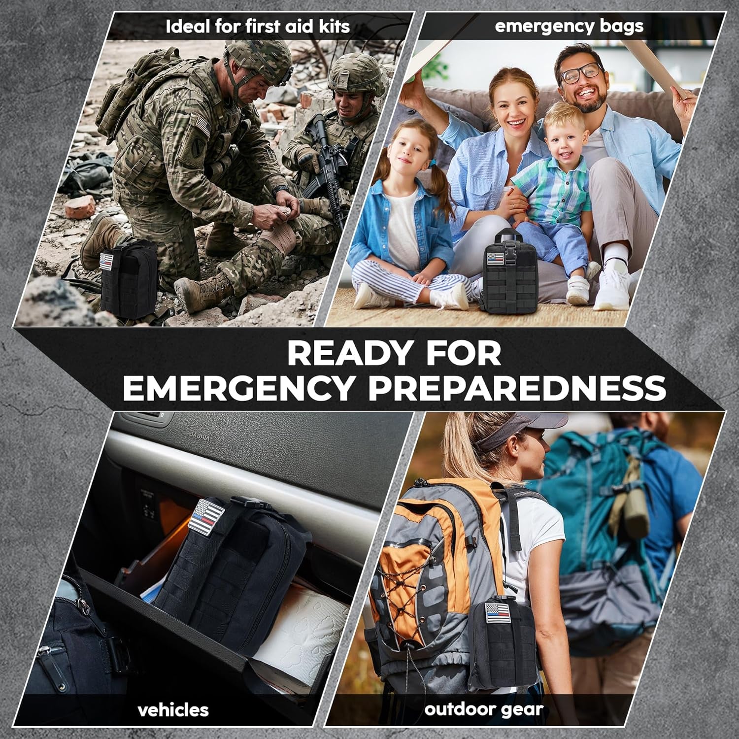 IFAK Trauma Kit with QEN Tourniquet, 6-Inch Israeli Bandage, Splint, Tactical First Aid Kit for Car, Camping, Hiking and Travel with Molle Bag (78 Piece)