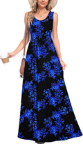 Summer Dresses for Women Flowy Casual Sleeveless Maxi Dress Beach Vacation Sundresses with Pockets S-2XL