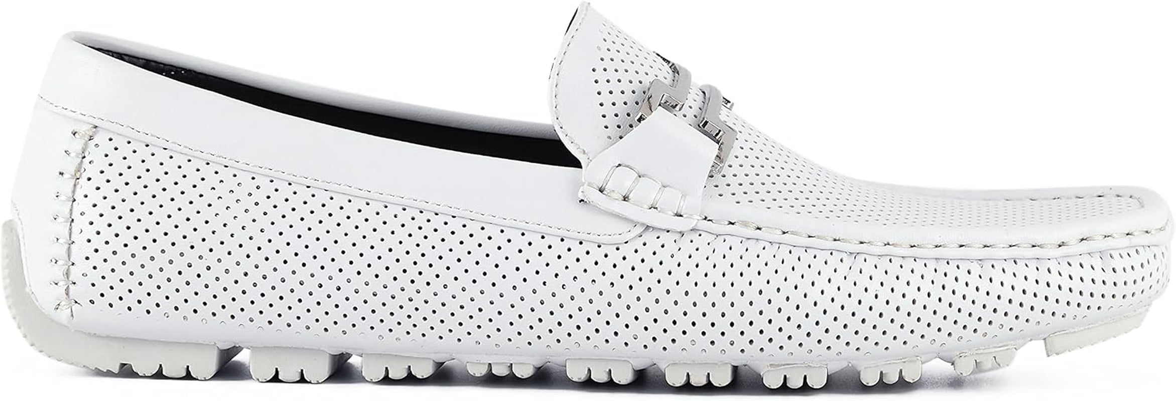 Slip-On Loafer Matching Color Bit, Comfortable Driving Moccasins Shoes for Men - Color White Size 9.5