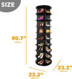 9 Tier Rotating Shoe Rack Tower, Spinning Shoe Display Lazy Susan, Revolving 360 Shoe Rack Storage round Carousel, Vertical Handbag Rotate Shoes Closet Organization (9-Tier Black)