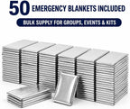 Lot of 50 Emergency Mylar Blankets - 84" X 52" | Mylar Emergency Blankets, Survival Foil Thermal Blankets for First Aid Kits, Camping, Hiking, Travel & Outdoor Preparedness