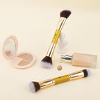 Double Ended Makeup Brushes | 2Pcs Dual-Ended Cream + Powder Brush,Makeup Brush for Creating a Gorgeous, Airbrushed-Looking Complexion
