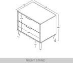 Modern Glam 2-Drawer Wooden Nightstand with Gold Metal Legs, Black