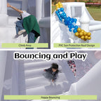 16FT Commercial White Bounce House for Kids & Adults with Slide & Ball Pit | 100% PVC Inflatable Bounce House with Slide, Ball Pit and Blower, Ideal for Weddings, Parties, Backyard Events and Family Fun