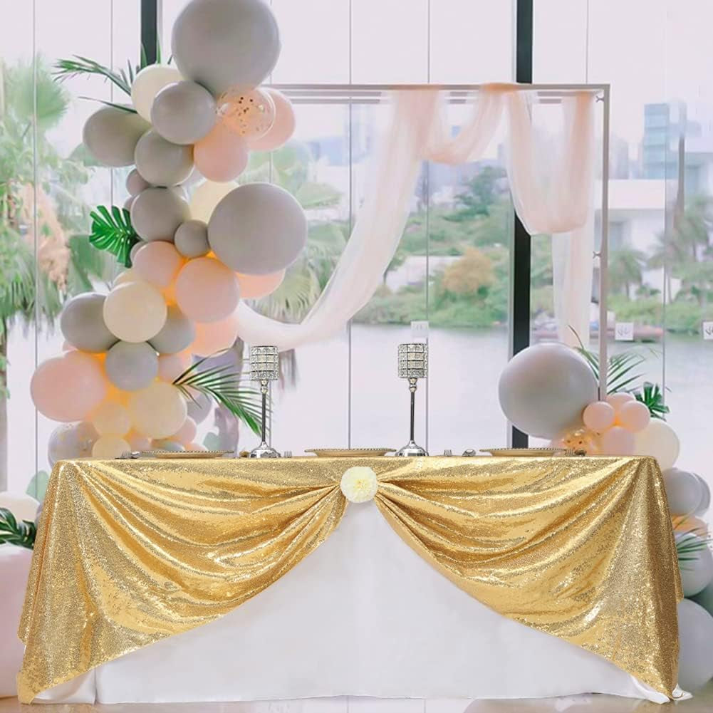Sequin Tablecloth, 60X102 Inch Gold Rectangle Glitter Table Cover for Cake Dessert Exhibition Party Birthday Events