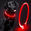 Led Dog Collar - Waterproof Lighted Doggie Collars for Night Rechargeable, High Visibility TPU Cuttable Lighted Pet Collar (Red)