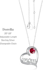 Birthday Gifts for Women 925 Sterling Silver Mom Necklace August September Birthstones Necklace Peridot Blue Sapphire and More Stones Jewelry for Her Love Heart Pendant Necklace