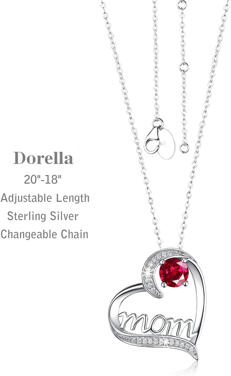 Birthday Gifts for Women 925 Sterling Silver Mom Necklace August September Birthstones Necklace Peridot Blue Sapphire and More Stones Jewelry for Her Love Heart Pendant Necklace